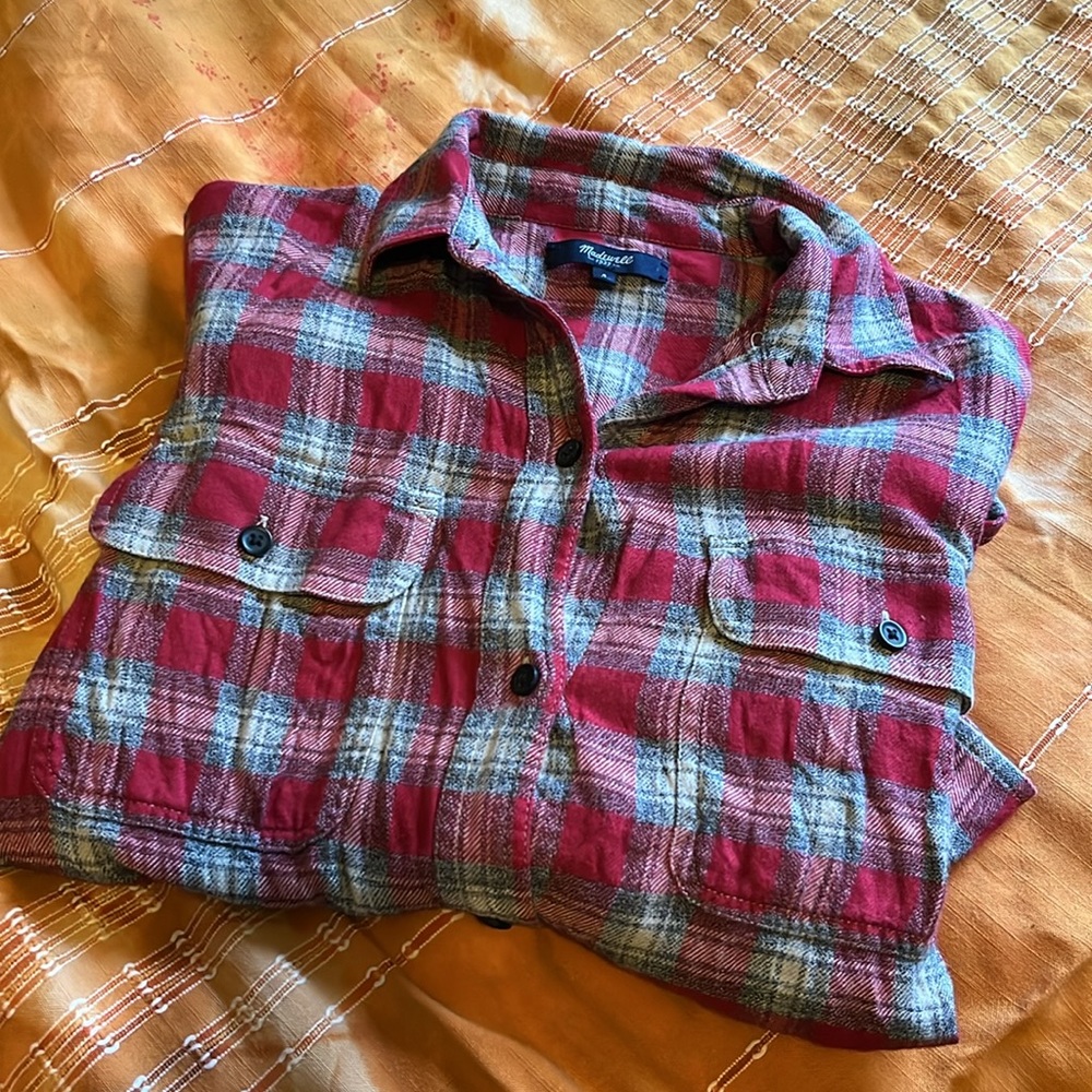 Madewell small red and grey flannel